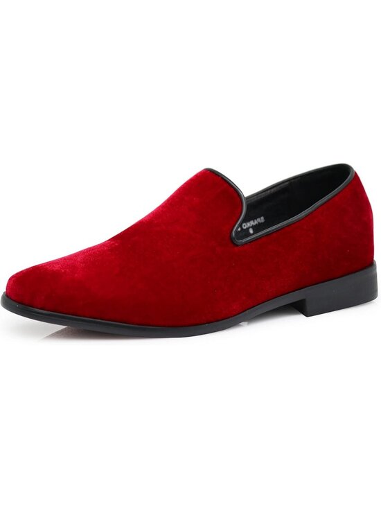 Enzo Romeo Men\'s Red Vintage Velvet Loafer Tuxedo Slip On Formal Fashion Shoes